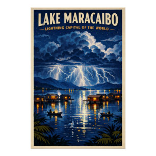 Pôster Lago Maracaibo, Venezuela, em um clássico retrô