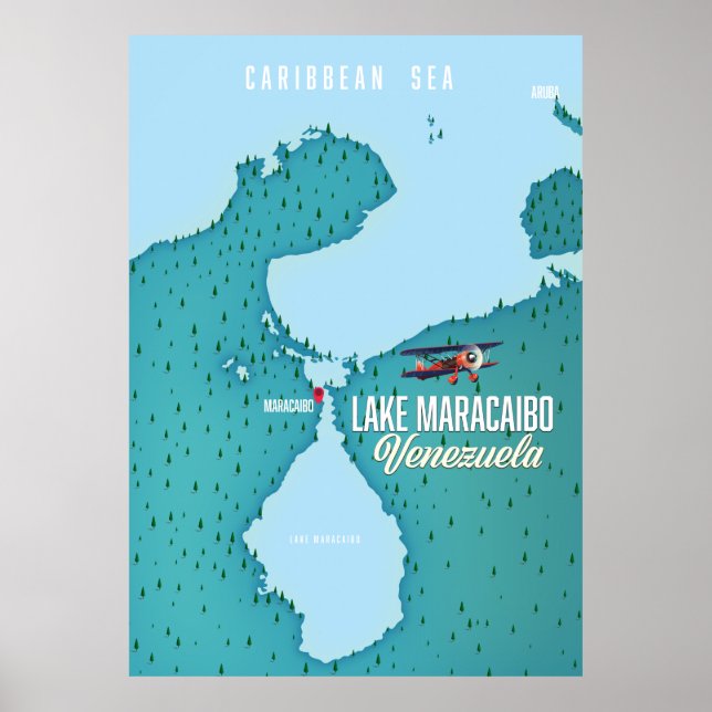 Poster Lago Maracaibo, Venezuela navegação no mapa. (Frente)