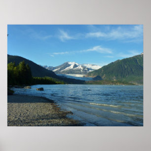 Pôster Lago Mendenhall na paisagem de Juneau Alasca
