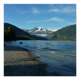 Pôster Lago Mendenhall na paisagem de Juneau Alasca