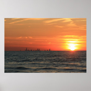 Poster Lago Michigan Sunset 1