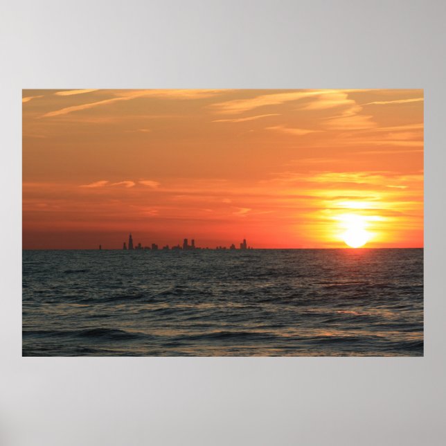 Poster Lago Michigan Sunset 1 (Frente)