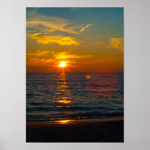 Poster Lago Michigan Sunset, Ludington, Michigan