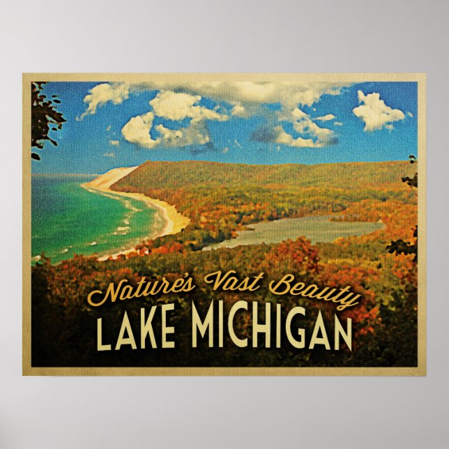 Poster Lago Michigan Vintage (Frente)