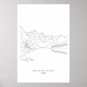 Poster Lago Moraine Canadá Arte de Linha Minimalista Viag