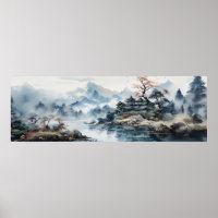 Lago Mountain, Paisagem com Aquarela Japonesa