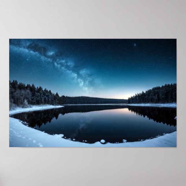 Poster Lago Natureza no Exterior Paisagem Calmo Relaxe Pa (Frente)