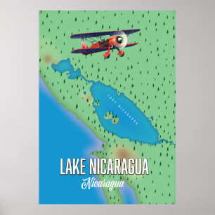 Poster Lago Nicarágua, mapa da Nicarágua