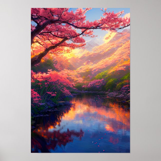 Poster Lago Oculto Embracado por Montanhas Majestosas (Frente)