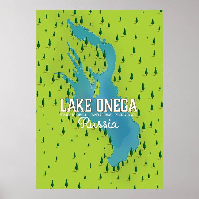Poster Lago Onega, rússia, mapa de Viagem (Frente)