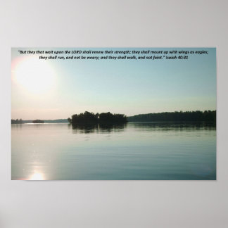 Poster Lago Pacífico e Árvores Distantes com escritura
