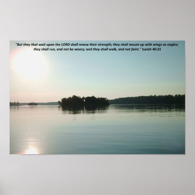 Poster Lago Pacífico e Árvores Distantes com escritura (Frente)