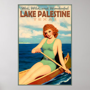 Poster Lago Palestine Texas Redhead Canoe Viagem Pin U