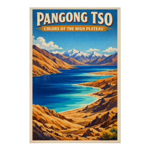 Pôster Lago Pangong Tso, Planalto Tibetano, China