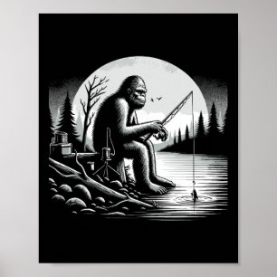 Poster Lago Pescaria Sasquatch Pescador Funny Fis