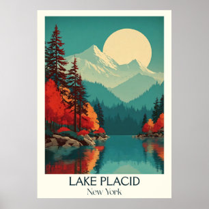 Poster Lago Plácido New York Vintage Adirondack Winter Ar