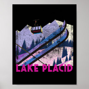 Poster Lago Plácido Ski - Estilo Vintage, Estilo Lago Plá