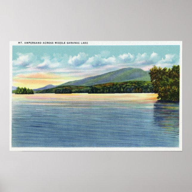 Poster Lago Saranac Meio Vista do Monte Ampersand (Frente)