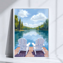 Lago Sebago Maine | Pintura de Cadeira Adirondack