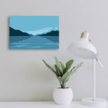 Lago Serene com Paisagem de Montanhas - Minimalist