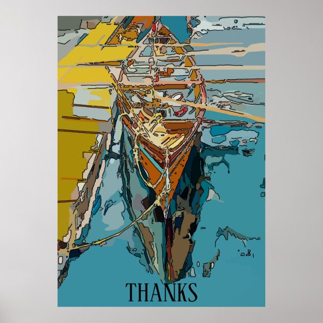 Poster Lago Skiff, abstrato, editar texto (Frente)