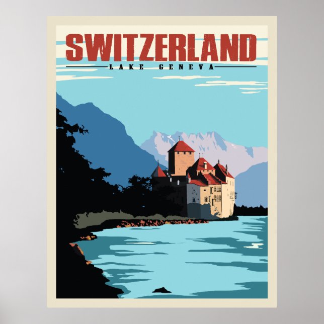 Poster - Lago Suiça em Genebra (Frente)