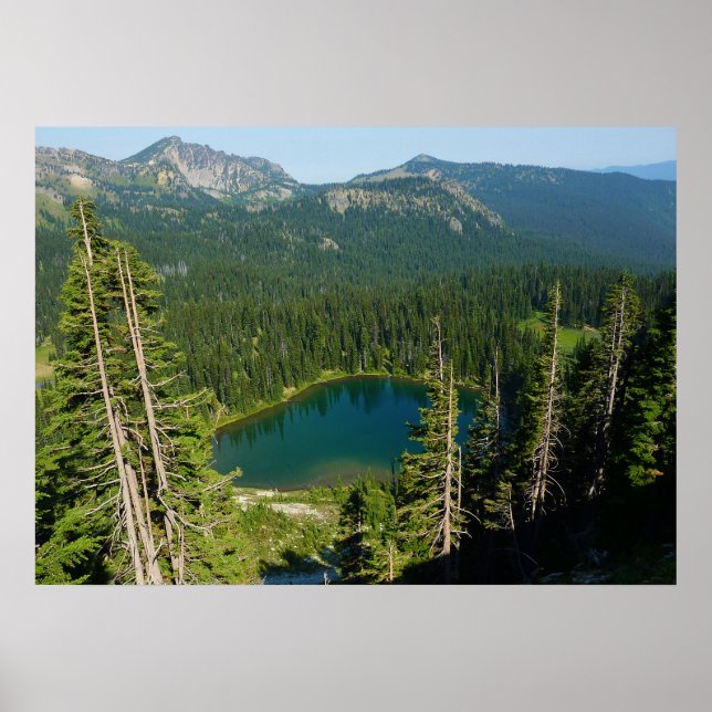 Poster Lago Sunrise visto de cima no Parque Mount Rainier (Frente)