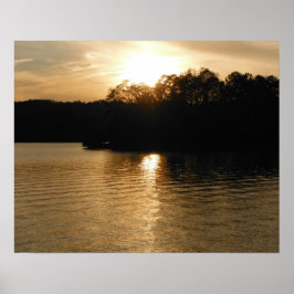 Poster Lago Sunset Sepia Pesca Presentes Arte do Pai Pesc