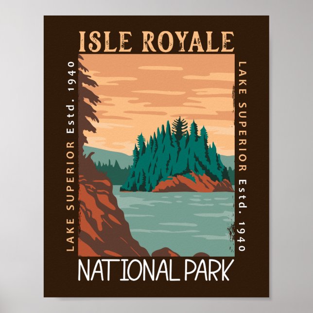 Poster Lago Superior do Parque Nacional Isle Royale (Frente)