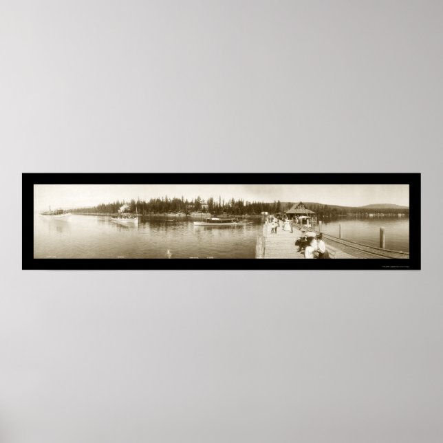 Poster Lago Tahoe, CA Wharf Foto 1906 (Frente)