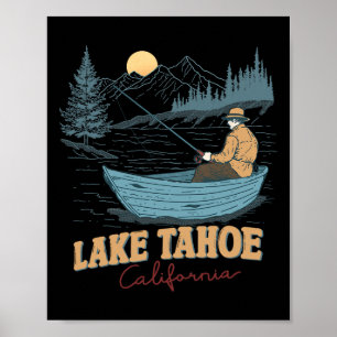 Poster Lago Tahoe Califórnia Engraçado Verão Pesca Acampa
