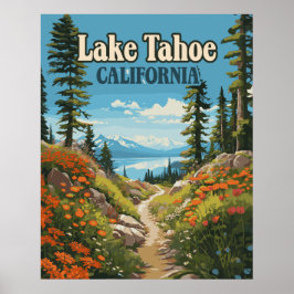 Poster Lago Tahoe California Nevada Retro Viagem