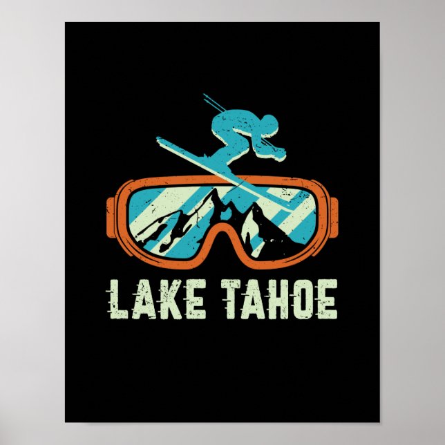Poster Lago Tahoe California - Retro Ski Snowboard (Frente)