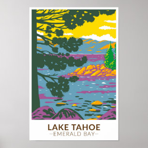 Poster Lago Tahoe Emerald Bay California Vintage