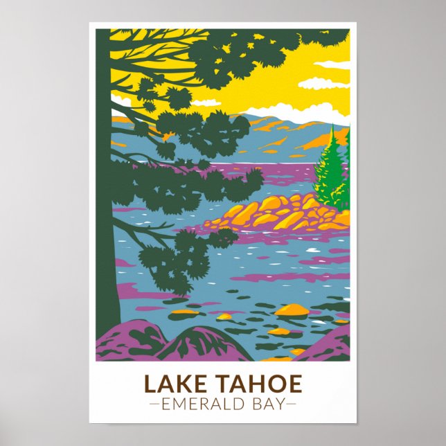 Poster Lago Tahoe Emerald Bay California Vintage (Frente)