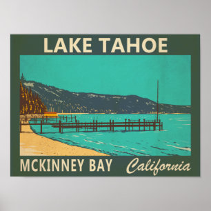 Poster Lago Tahoe McKinney Bay California Vintage