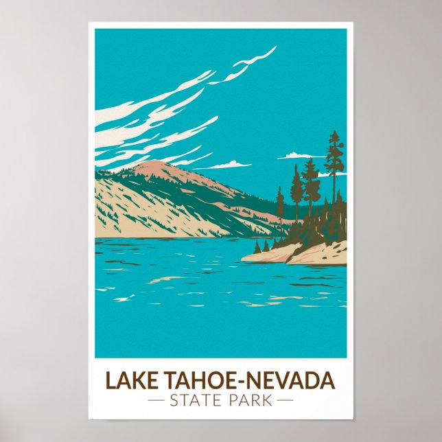 Poster Lago Tahoe Nevada State Park Nevada Vintage (Frente)