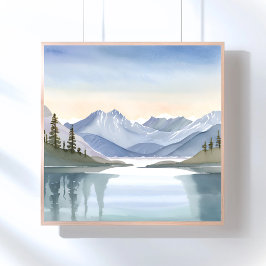 Poster Lago Tahoe | Paisagem Montanhosa em Aquarela