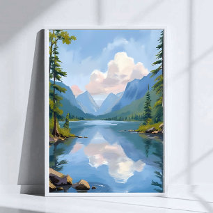 Poster Lago Tahoe Pintura a Óleo Paisagem
