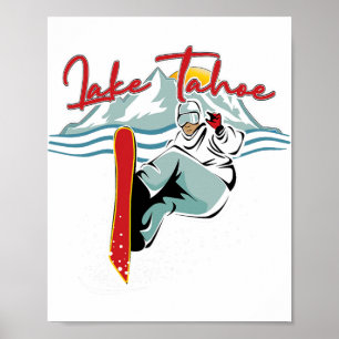 Poster Lago Tahoe Sierra Nevada California Snowboard S