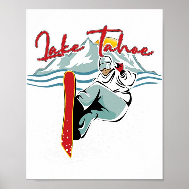 Poster Lago Tahoe Sierra Nevada California Snowboard S (Frente)
