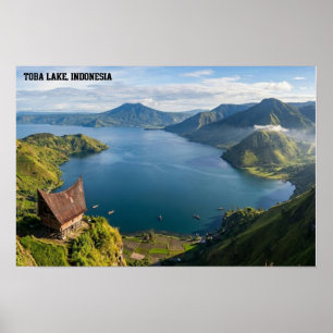 Poster Lago Toba Sumatra Indonésia Paisagem Vulcânica