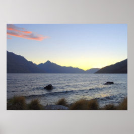 Pôster Lago Wakatipu em Sunset, Queenstown, NZ