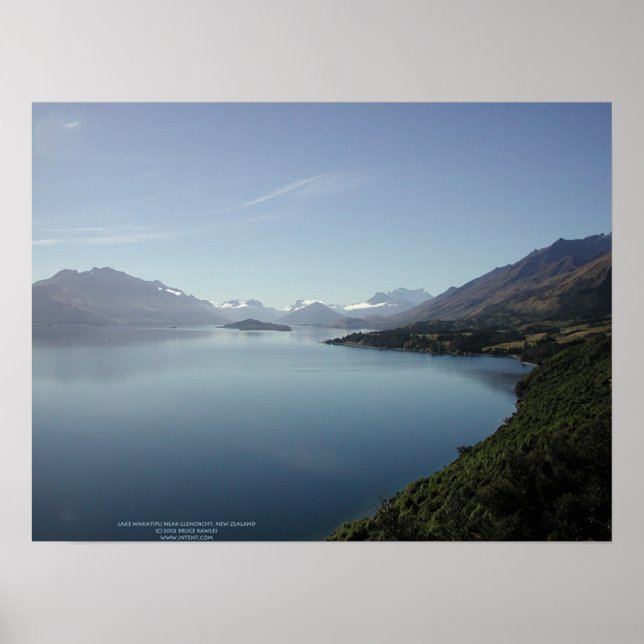 Poster Lago Wakatipu perto de Glenorchy, Nova Zelândia (Frente)