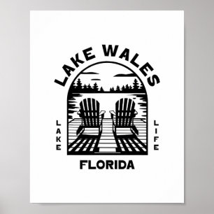 Poster Lago Wales Flórida Exteriores Vintage 1
