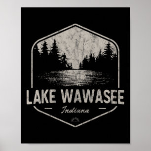 Poster Lago Wawasee Indiana Exteriores Vintage