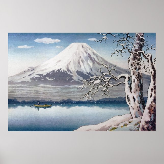 Poster Lago Yamanaka no inverno por Tsuchiya Koitsu (Frente)