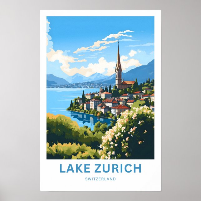 Poster Lago Zurich Suíça Travel Print (Frente)