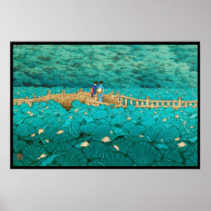 Poster Lagoa de Benten no cenário do japonês de Shiba
