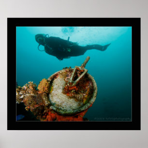 Poster Lagoa de Truk - Fujikawa Maru - telégrafo no arco